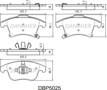 Danaher DBP5025 - Комплект спирачно феродо, дискови спирачки vvparts.bg