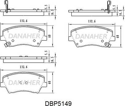 Danaher DBP5149 - Комплект спирачно феродо, дискови спирачки vvparts.bg