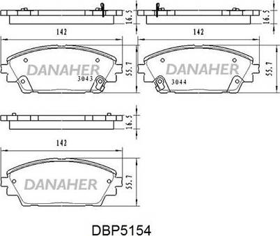 Danaher DBP5154 - Комплект спирачно феродо, дискови спирачки vvparts.bg