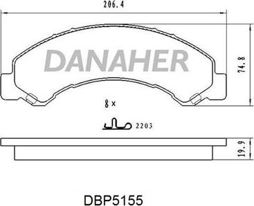 Danaher DBP5155 - Комплект спирачно феродо, дискови спирачки vvparts.bg