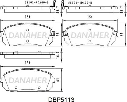 Danaher DBP5113 - Комплект спирачно феродо, дискови спирачки vvparts.bg