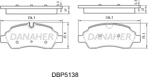 Danaher DBP5138 - Комплект спирачно феродо, дискови спирачки vvparts.bg