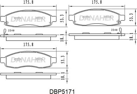 Danaher DBP5171 - Комплект спирачно феродо, дискови спирачки vvparts.bg