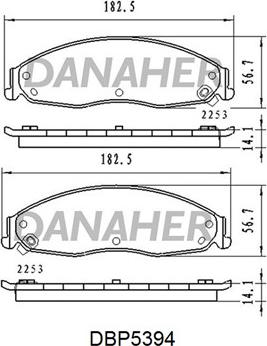 Danaher DBP5394 - Комплект спирачно феродо, дискови спирачки vvparts.bg