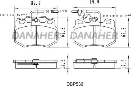 Danaher DBP536 - Комплект спирачно феродо, дискови спирачки vvparts.bg