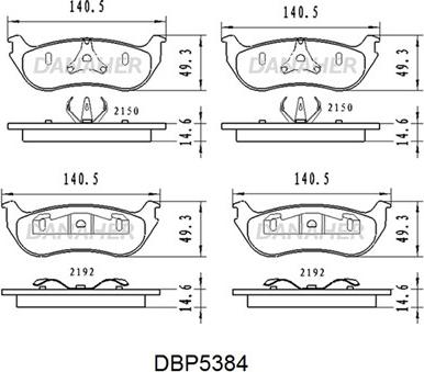 Danaher DBP5384 - Комплект спирачно феродо, дискови спирачки vvparts.bg