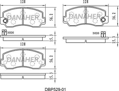 Danaher DBP529-01 - Комплект спирачно феродо, дискови спирачки vvparts.bg