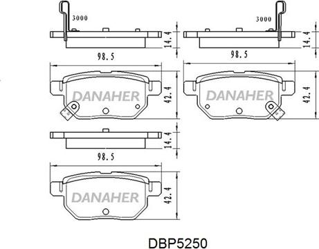 Danaher DBP5250 - Комплект спирачно феродо, дискови спирачки vvparts.bg