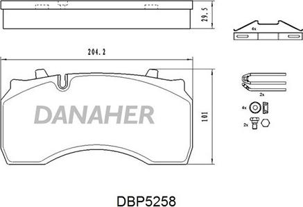 Danaher DBP5258 - Комплект спирачно феродо, дискови спирачки vvparts.bg