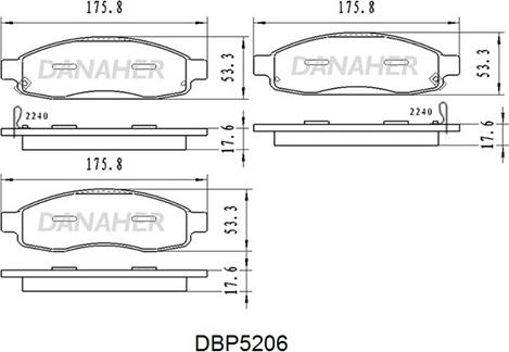 Danaher DBP5206 - Комплект спирачно феродо, дискови спирачки vvparts.bg