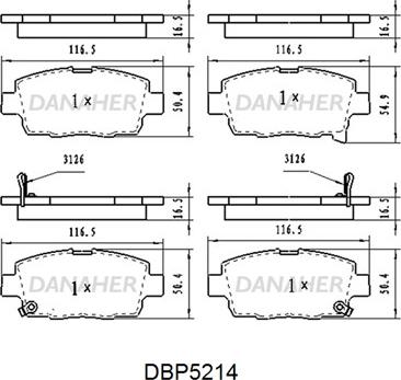 Danaher DBP5214 - Комплект спирачно феродо, дискови спирачки vvparts.bg