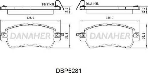 Danaher DBP5281 - Комплект спирачно феродо, дискови спирачки vvparts.bg