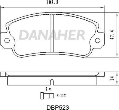 Danaher DBP523 - Комплект спирачно феродо, дискови спирачки vvparts.bg