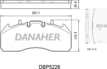 Danaher DBP5226 - Комплект спирачно феродо, дискови спирачки vvparts.bg