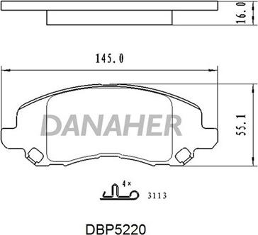 Danaher DBP5220 - Комплект спирачно феродо, дискови спирачки vvparts.bg