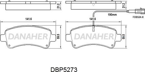 Danaher DBP5273 - Комплект спирачно феродо, дискови спирачки vvparts.bg