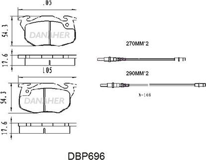 Danaher DBP696 - Комплект спирачно феродо, дискови спирачки vvparts.bg