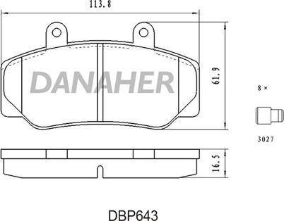 Danaher DBP643 - Комплект спирачно феродо, дискови спирачки vvparts.bg