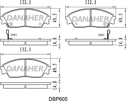 Danaher DBP605 - Комплект спирачно феродо, дискови спирачки vvparts.bg