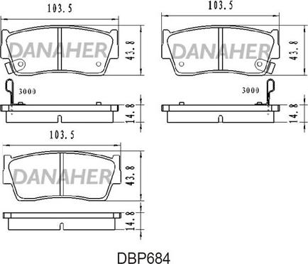 Danaher DBP684 - Комплект спирачно феродо, дискови спирачки vvparts.bg