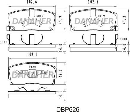 Danaher DBP626 - Комплект спирачно феродо, дискови спирачки vvparts.bg