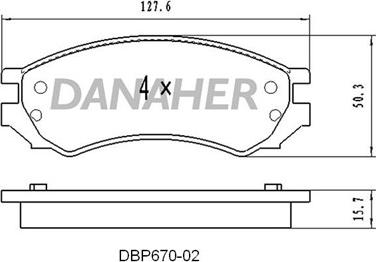 Danaher DBP670-02 - Комплект спирачно феродо, дискови спирачки vvparts.bg