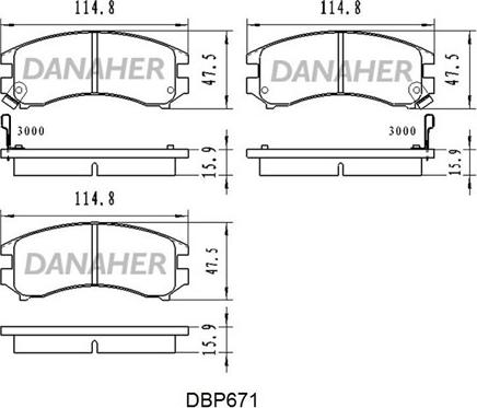 Danaher DBP671 - Комплект спирачно феродо, дискови спирачки vvparts.bg