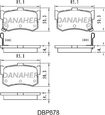 Danaher DBP678 - Комплект спирачно феродо, дискови спирачки vvparts.bg