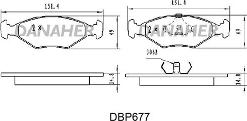 Danaher DBP677 - Комплект спирачно феродо, дискови спирачки vvparts.bg