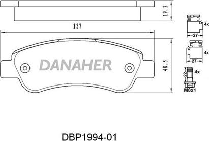 Danaher DBP1994-01 - Комплект спирачно феродо, дискови спирачки vvparts.bg