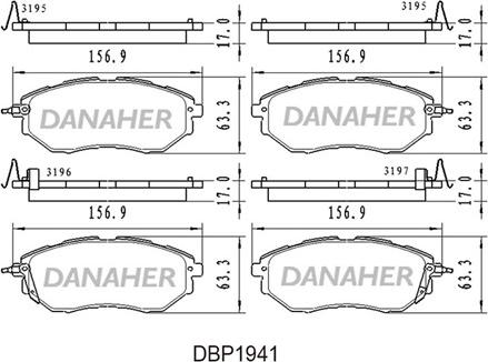 Danaher DBP1941 - Комплект спирачно феродо, дискови спирачки vvparts.bg