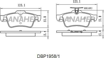 Danaher DBP1958/1 - Комплект спирачно феродо, дискови спирачки vvparts.bg