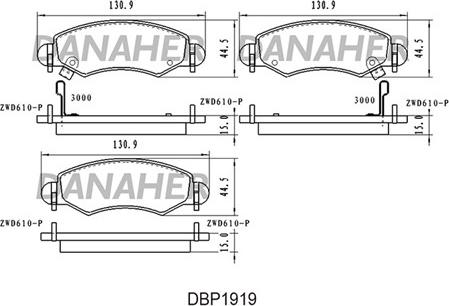 Danaher DBP1919 - Комплект спирачно феродо, дискови спирачки vvparts.bg