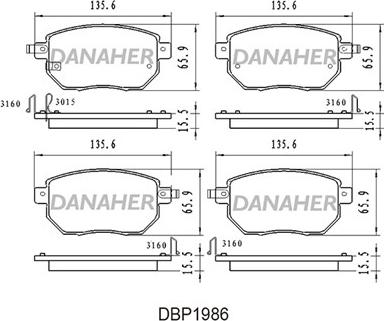 Danaher DBP1986 - Комплект спирачно феродо, дискови спирачки vvparts.bg