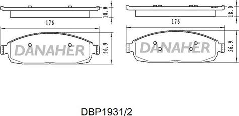 Danaher DBP1931/2 - Комплект спирачно феродо, дискови спирачки vvparts.bg