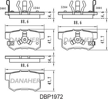 Danaher DBP1972 - Комплект спирачно феродо, дискови спирачки vvparts.bg