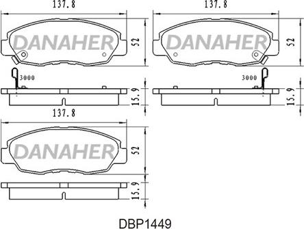 Danaher DBP1449 - Комплект спирачно феродо, дискови спирачки vvparts.bg