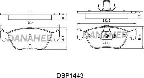 Danaher DBP1443 - Комплект спирачно феродо, дискови спирачки vvparts.bg