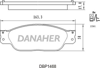 Danaher DBP1468 - Комплект спирачно феродо, дискови спирачки vvparts.bg