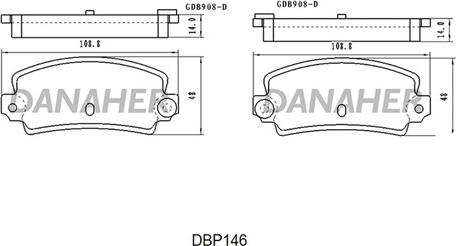 Danaher DBP146 - Комплект спирачно феродо, дискови спирачки vvparts.bg