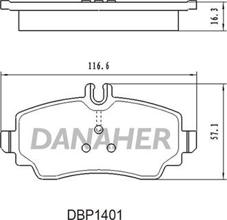 Danaher DBP1401 - Комплект спирачно феродо, дискови спирачки vvparts.bg