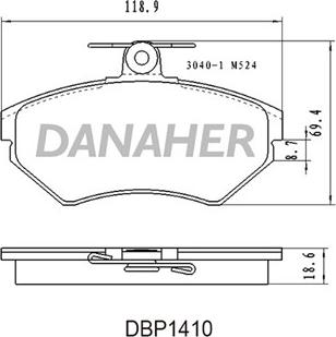 Danaher DBP1410 - Комплект спирачно феродо, дискови спирачки vvparts.bg