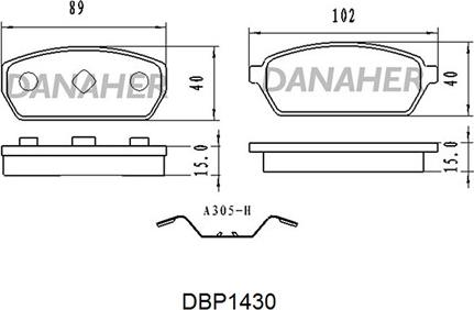 Danaher DBP1430 - Комплект спирачно феродо, дискови спирачки vvparts.bg