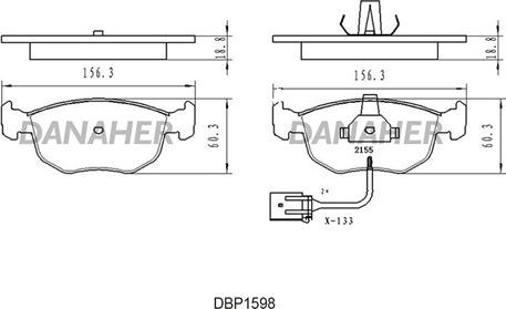 Danaher DBP1598 - Комплект спирачно феродо, дискови спирачки vvparts.bg