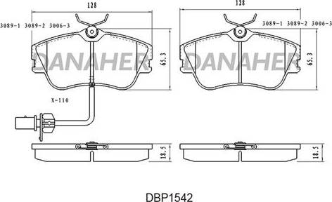 Danaher DBP1542 - Комплект спирачно феродо, дискови спирачки vvparts.bg