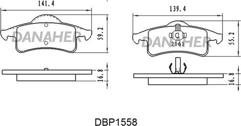 Danaher DBP1558 - Комплект спирачно феродо, дискови спирачки vvparts.bg