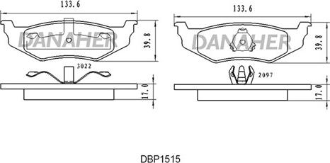 Danaher DBP1515 - Комплект спирачно феродо, дискови спирачки vvparts.bg