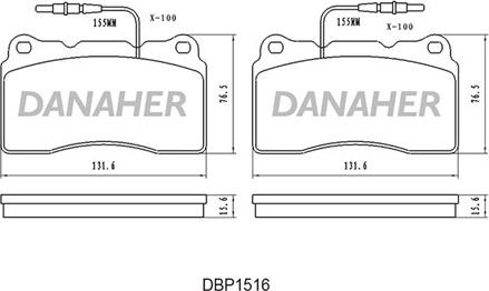 Danaher DBP1516 - Комплект спирачно феродо, дискови спирачки vvparts.bg