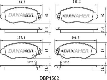 Danaher DBP1582 - Комплект спирачно феродо, дискови спирачки vvparts.bg