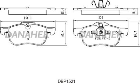 Danaher DBP1521 - Комплект спирачно феродо, дискови спирачки vvparts.bg